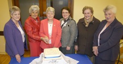 Cutting the cake to mark the 50th anniversary of Derriaghy Parish Mothers’ Union are L to R: Mrs Pat Allen (Secretary), Mrs Margaret Crawford (All Ireland President), Mrs Trudy Hull (Branch Chairman) and past chairmen - Mrs Irene Graham, Mrs Florence Barr and Mrs Amy Boyd.
